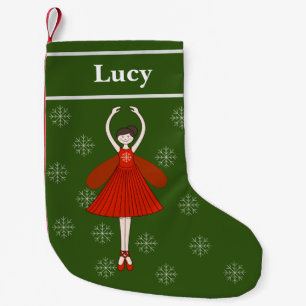  illusima Ballet Fairy Christmas Snowflakes Green Small Christmas Stocking
