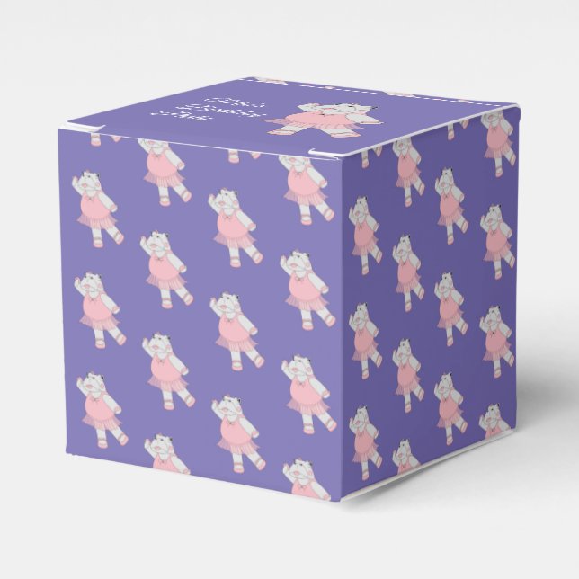 illusima Ballet Hippo Pattern Purple Birthday Favour Box (Front Side)