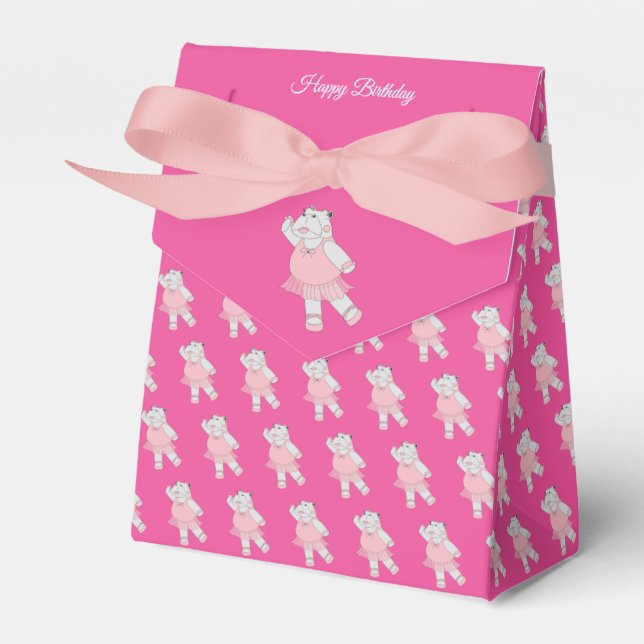 illusima Ballet Hippo Pink Birthday Gift Box/ Favour Box (Front Side)