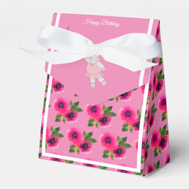 illusima Ballet Hippo Pink Rose Birthday Gift/ Favour Box (Front Side)