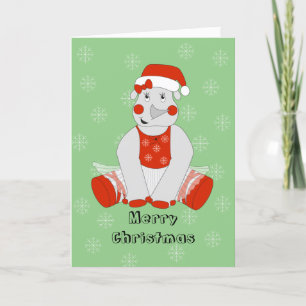 illusima Ballet Rhino Christmas Snowflakes Green Holiday Card