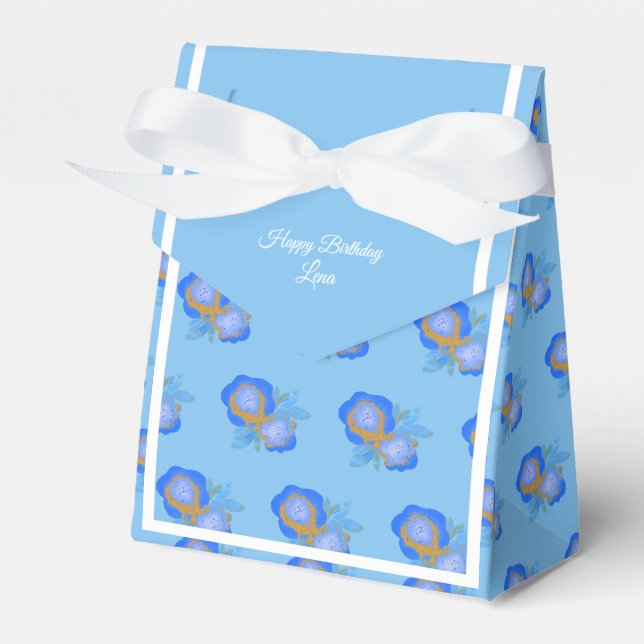 illusima Blue Golden Rose Blue Birthday Gift/ Favour Box (Front Side)