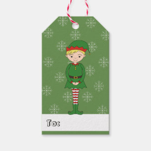 illusima Boy Elf Christmas Snowflakes Green Gift Tags