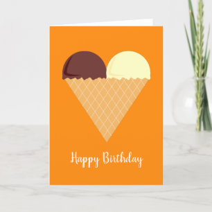 illusima Choc Banana Ice-Cream Orange Birthday Card