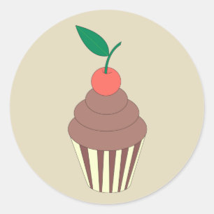 illusima Chocolate Cupcake with Cherry on Top Classic Round Sticker