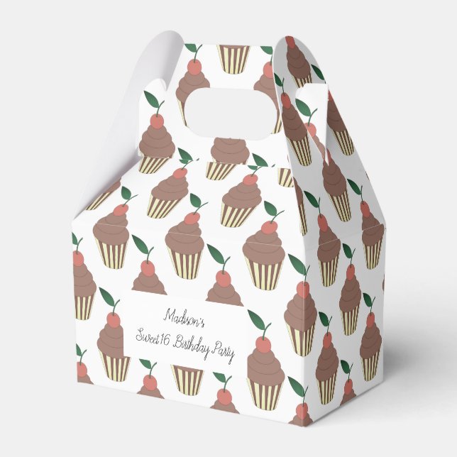 illusima Chocolate Frosting Cupcakes Sweet 16 Favour Box (Front Side)