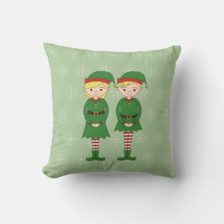illusima Christmas Elves Snowflakes Green Cushion