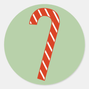 illusima Christmas Red and White Candy Cane Classic Round Sticker