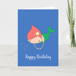 illusima Cotton Candy Mermaid Blue Birthday Card