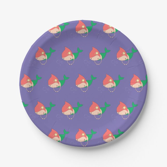 illusima Cotton Candy Mermaid Paper Plate (Front)