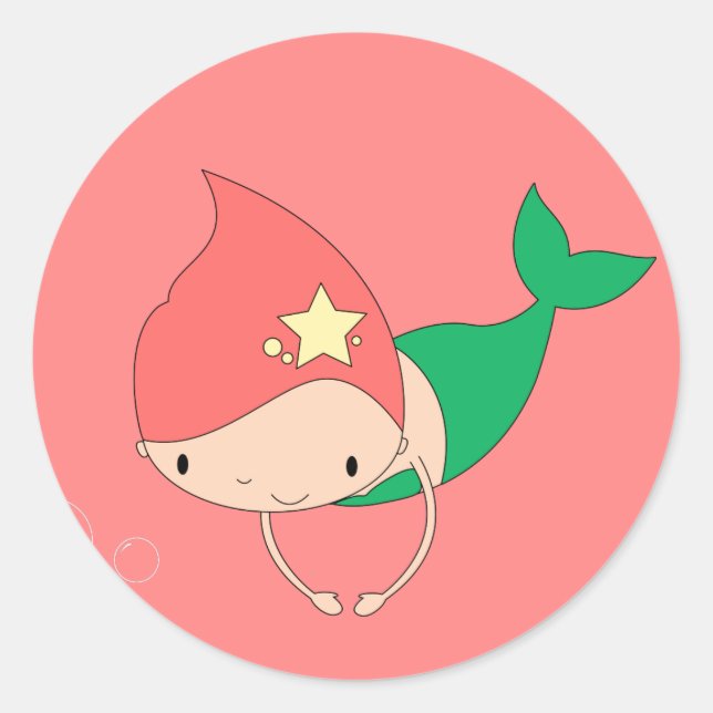 illusima Cotton Candy Mermaid Pink Classic Round Sticker (Front)