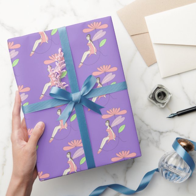 illusima Fairy Under Flower Purple Wrapping Paper (Gifting)