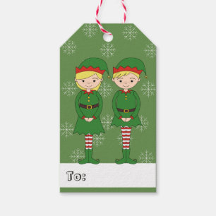 illusima Girl and Boy Elf Christmas Snowflakes Gift Tags