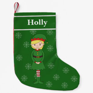 illusima Girl Elf Christmas Helper Snowflakes Small Christmas Stocking