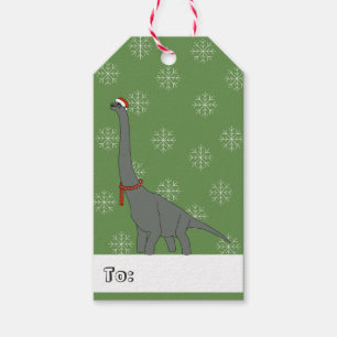 illusima Long-necked Dinosaur Christmas Snowflakes Gift Tags