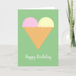 illusima Love Heart Ice-Cream Green Birthday Card