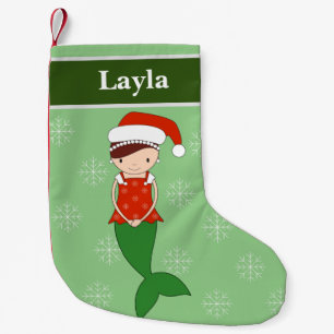illusima Mermaid Christmas Snowflakes Green Small Christmas Stocking