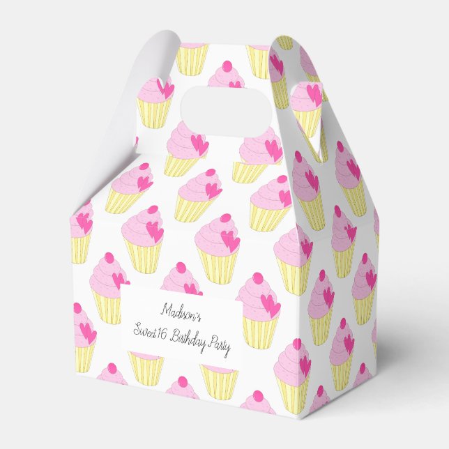 illusima Pink Frosting Cupcakes Sweet 16 Favour Box (Front Side)