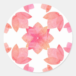 illusima Pink Lotus Mandela Pattern White Classic Round Sticker