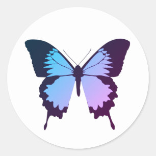 illusima Purple Blue Gradient Butterfly White Classic Round Sticker