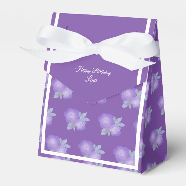 illusima Purple Roses Blue Birthday Gift/ Favour Box (Front Side)