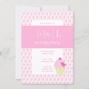 illusima Rainbow Cupcakes 1st Birthday Party Invitation