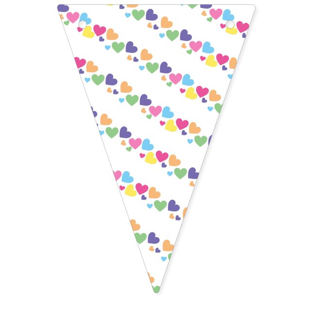 illusima Rainbow Love Hearts Pattern Party Bunting (First Flag)