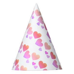 illusima Rainbow Pink, Purple, Orange Hearts Party Hat