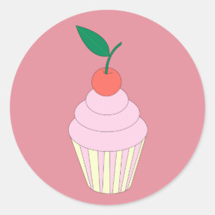 illusima Strawberry Cupcake Pink Classic Round Sticker