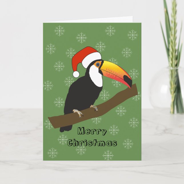 illusima Toucan Christmas Snowflakes Holiday Card (Front)