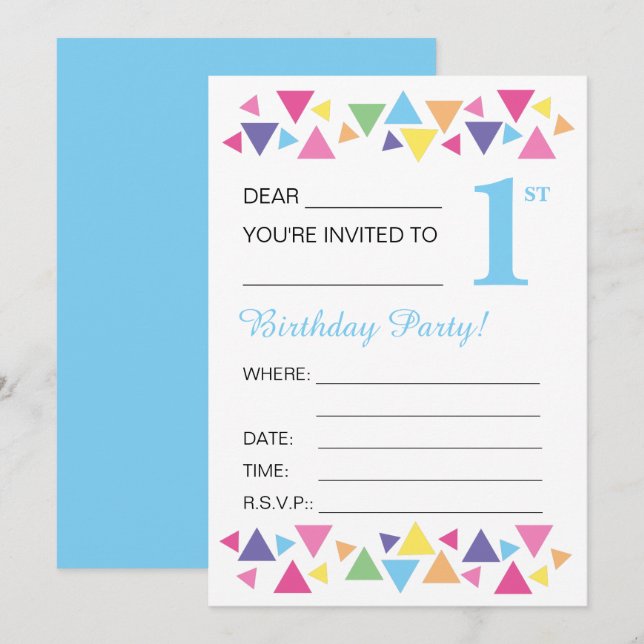 illusima Triangles, Blue Back, 1st Party Invitation (Front/Back)