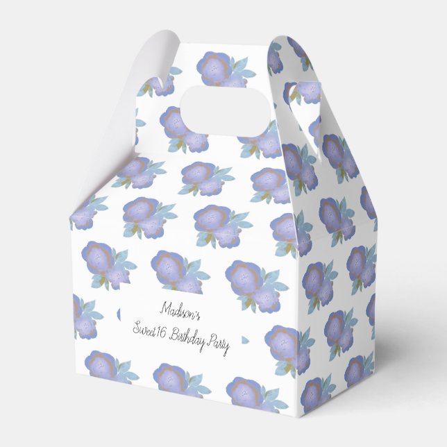 illusima Watercolour Purple Florals Sweet 16 Favour Box (Front Side)