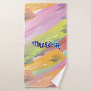 illusion abstract design watercolor bath towel