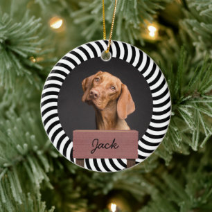 illusion christmas holiday Custom Dog Photo Ceramic Tree Decoration