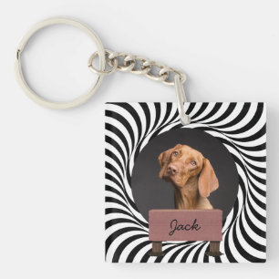 illusion christmas holiday Custom Dog Photo    Key Ring