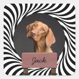 illusion christmas holiday Custom Dog Photo Square Sticker