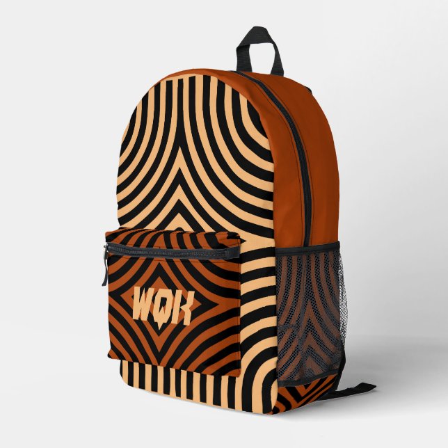 Illusion Peach & Marsala Custom Monogram Backpack (Back Corner Right)