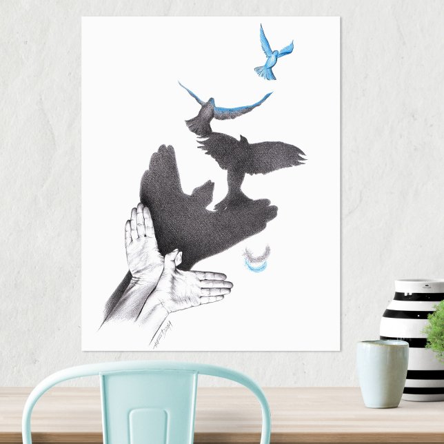 Illusions hands shadow birds Poster (Creator Uploaded)