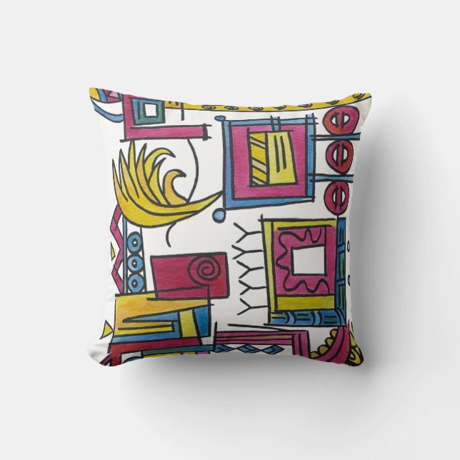 Illusory-Whimsical Modern Watercolor Art Cushion (Front)