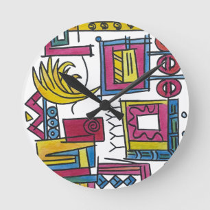 Illusory-Whimsical Modern Watercolor Art Round Clock