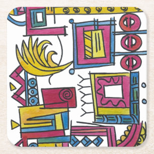 Illusory-Whimsical Modern Watercolor Art Square Paper Coaster