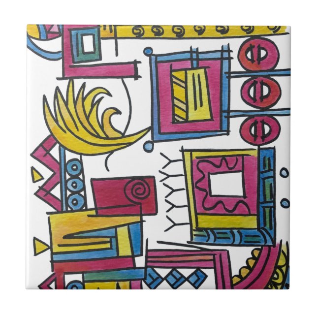 Illusory-Whimsical Modern Watercolor Art Tile (Front)