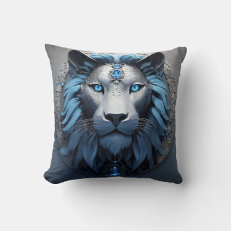 illustrate a geometric lion head in isometric styl cushion