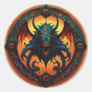 Illustrate a powerful esports emblem classic round sticker