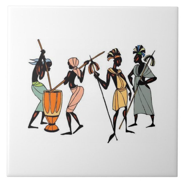 Illustrated African women background Tile (Front)
