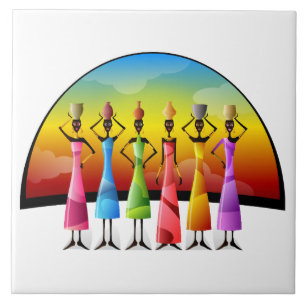 Illustrated African women background Tile