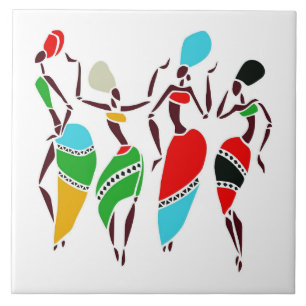 Illustrated African women background Tile