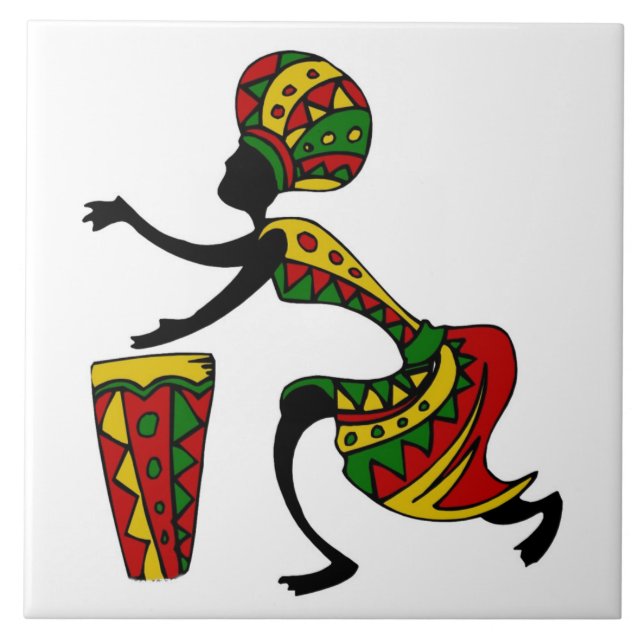 Illustrated African women background Tile (Front)