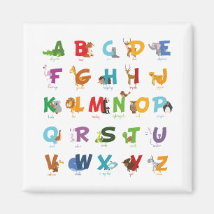 Illustrated Alphabet Animals Magnet