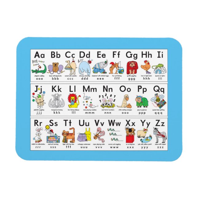 Illustrated Alphabet Animals Magnet (Horizontal)